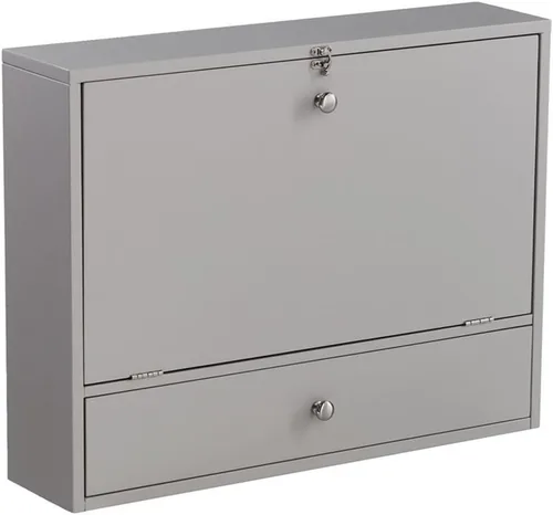Vista 4 de SEI Furniture Benwick - Escritorio para laptop con montaje en pared, estilo universal, color gris