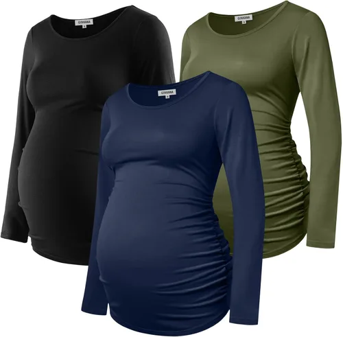 Vista 29 de GINKANA Camiseta de béisbol para mujer, cuello redondo, manga raglán floral, camiseta superior de maternidad, blusa para embarazo Esqueleto A-glow