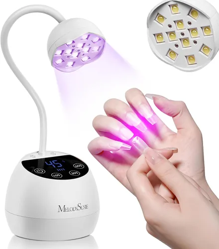 Vista 11 de MelodySusie - Lámpara de uñas de cuello de cisne 360° 2 en 1 S-Pro09M para trabajos de detalle 60s Timer, 2000mAh Battery, 6h Runtime, One-Touch