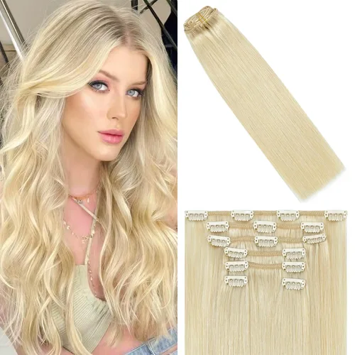 Vista 16 de WindTouch - Extensiones de cabello humano liso con pinzas, color negro azabache, 2.47 onzas, N.° 1, 12 pulgadas, 7