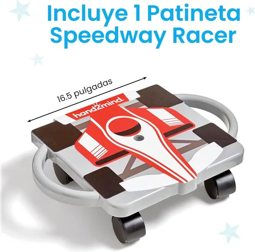 Vista 2 de hand2mind Patinete Rojo Speedway Racer, Patinete de Piso, Juguetes de Movimiento Grueso, Equipo de Ejercicio y Educación Física para Niños, Juguetes