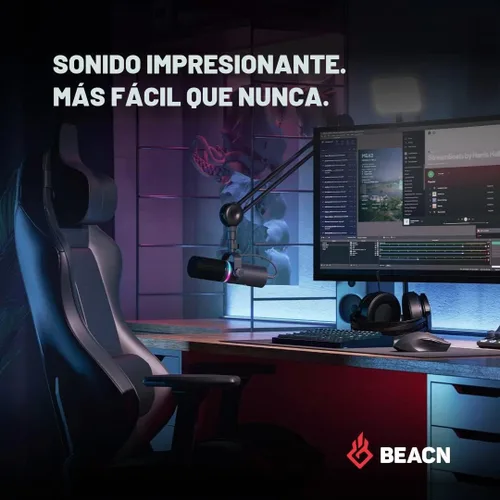 Vista 8 de BEACN Micrófono USB dinámico para PC - Podcast profesional y micrófono de Oscuro