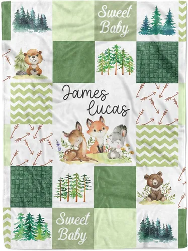 Vista 6 de MDPrints Mantas Personalizadas con Oso para Bebés Niños, Regalos Personalizados para Bebés con Nombre, Mantas Personalizadas para Bebés, Regalo
