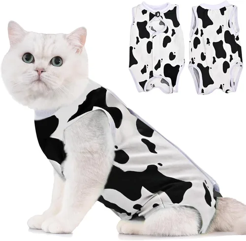 Vista 14 de Avont Traje de recuperación para gatos – Mameluco de gatito para gatos después de la cirugía, traje quirúrgico de esterilización alternativo al cono