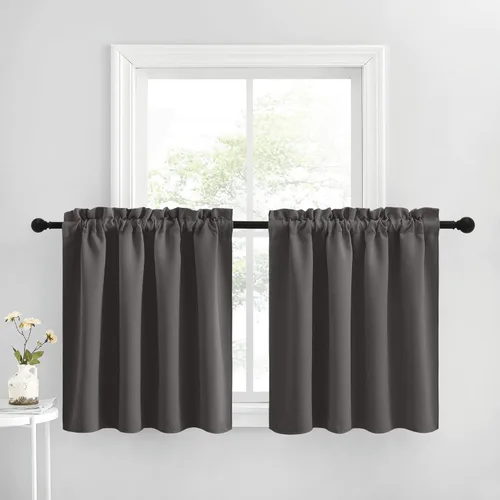 Vista 17 de NICETOWN Cortinas Opacas Cortas - Tratamiento de Ventana con Aislamiento Térmico, Niveles de Cortina Pequeños para Sala de Estar/Cocina, 2 Paneles
