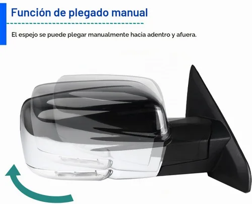 Vista 4 de Spec-D Tuning Espejo lateral derecho del pasajero plegable cromado con señal LED, compatible con Dodge Ram 1500 2009-2012