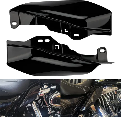 Vista 7 de Deflectores de aire de marco medio, cubiertas de protección contra calor, color negro brillante, compatible con Harley Touring Street Glide Road