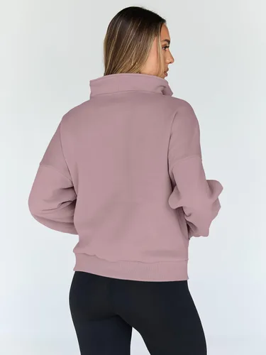 Vista 4 de Trendy Queen - Sudaderas con medio cierrey capucha de gran tamaño, comoda, extragrande, para otoño, Y2K, ropa de invierno, 2024