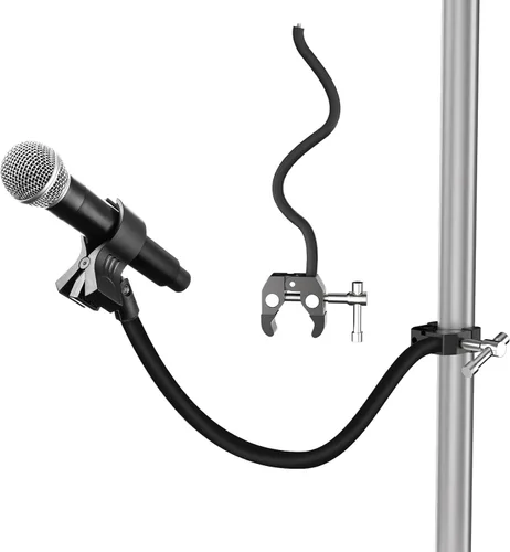 Vista 9 de Mippko Soporte para micrófono, 21.5 pulgadas de largo, flexible, ajustable, brazo mágico, súper abrazadera de cangrejo, clip de micrófono de 3/8"-16
