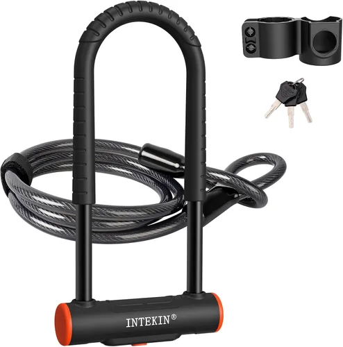 Vista 9 de Bike U Lock Heavy Duty Bike Lock Bicycle Lock, 16mm U Lock and 3ft / 5ft / 6ft Length Security Cable with Sturdy Mounting Bracket for Bicycle
