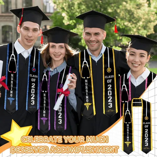 Vista 2 de Batorkpl Estola de graduación para enfermeras, fajín de graduado de enfermería, ideal para regalo de graduación de clase de 2023