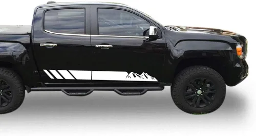 Vista 5 de Bubbles Designs Adhesivo adhesivo de vinilo Off-Road Mountain Stripes compatible con GMC Canyon 2014-2017 (negro)