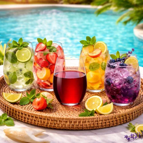Vista 7 de Paquete de 36 copas de vino de plástico desechables sin tallo de 10 onzas, copas de vino transparentes reutilizables, inastillables, sin BPA