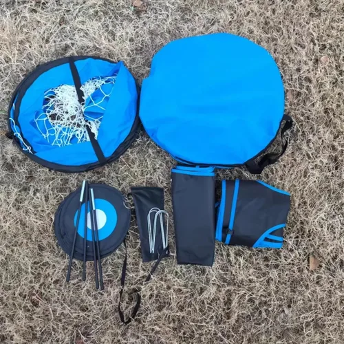 Vista 7 de Porterías de fútbol para patio trasero, red de fútbol portátil desplegable con bolsa de transporte y 4 modos de portería, equipo de entrenamiento
