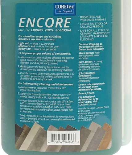 Vista 3 de COREtec ENCORE 03Z78 Limpiador de pisos Cuidado para pisos de vinilo de lujo concentrado 32 oz (repuestos 16x)