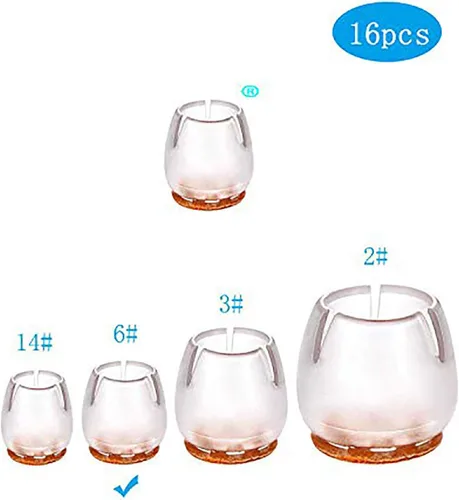 Vista 2 de Tapas para patas de silla, redondas de silicona transparente para patas de muebles de mesa, protectores de piso de madera, almohadillas de fieltro