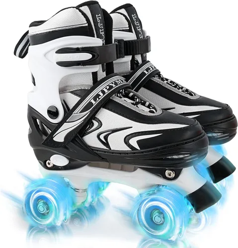 Vista 9 de Patines ajustables para niños pequeños y adultos, ruedas iluminadas, 4 tamaños