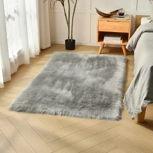 Vista 47 de duduta - Alfombra de pelo sintético de lana de oveja beige 2x3 pies, suave y esponjosa, funda para silla de pelo mullido, alfombra pequeña