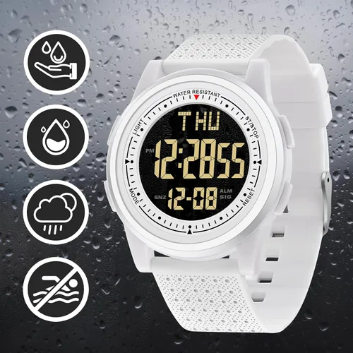 Vista 7 de NN BEN NEVIS Reloj digital para hombre, reloj digital con cronómetro, cuenta regresiva, alarma, doble hora, calendario, ultra fino, minimalista