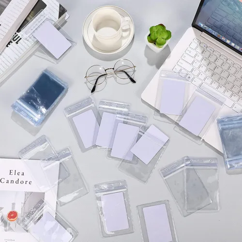 Vista 5 de Colarr 1000 soportes para tarjetas de identificación, soporte de plástico grueso transparente para tarjetas de identificación, soporte impermeable