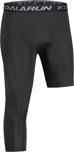 Vista 7 de Mallas de compresión de una pierna para baloncesto para hombre, 3/4, capri deportivos, pantalones de entrenamiento atlético, capas base