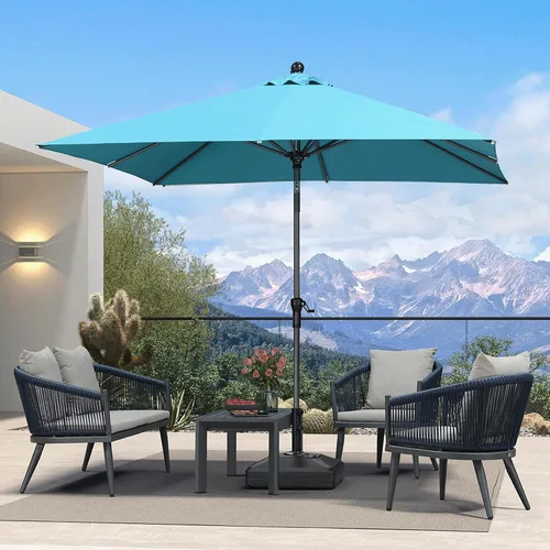 Vista 39 de PURPLE LEAF - Sombrilla de patio rectangular de 6' x 4', sombrilla de mesa para exteriores con marco de aluminio, sombrilla de mercado, sombrilla