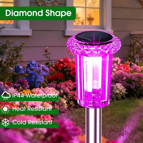 Vista 3 de Eyrosa Luces solares para exteriores, paquete de 15 luces solares para sendero al aire libre impermeables, iluminación con poste para jardín Varios