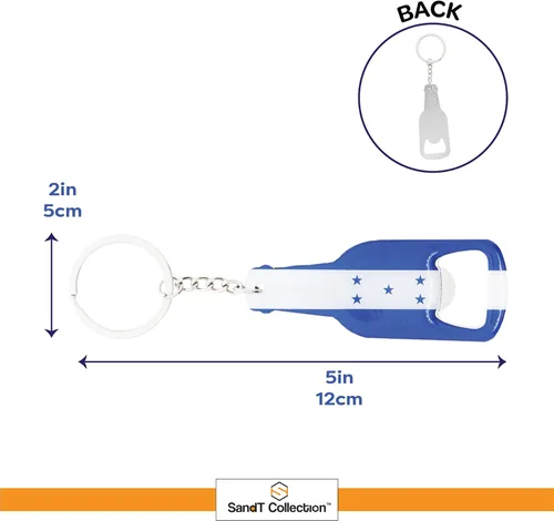 Vista 4 de Llavero abrebotellas de cerveza con bandera hondureña - Juego de 5