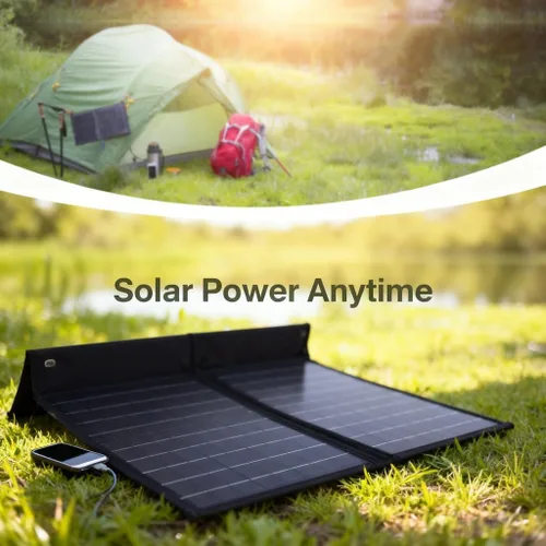 Vista 3 de Cargador de panel solar, 30 W 18 V PET plegable 14 x 22.6 pulgadas - Cargador solar con diseño duradero, paquete de energía ultra portátil