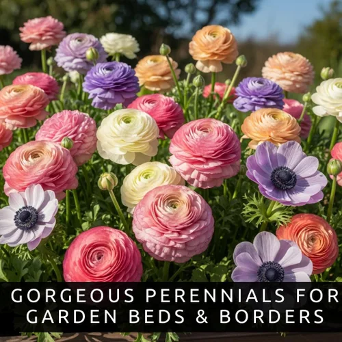 Vista 3 de Mezcla de bulbos de flores de ranúnculo pastel y anémona - Bombillas prémium para plantar Colores claros Plantas perennes fáciles de cultivar