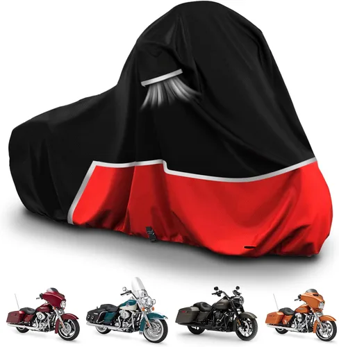 Vista 11 de Cubierta impermeable para motocicletas de repuesto para modelos Harley Davidson Cruiser, tela Oxford 420D Softail, Dyna, Iron 883, Fat Boy 114