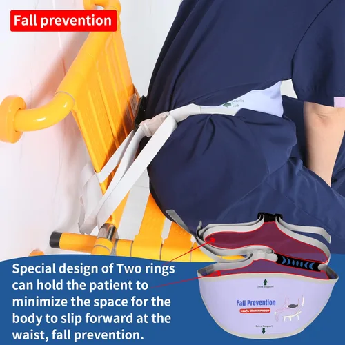 Vista 3 de Cinturón de seguridad para silla de ducha, correa de seguridad antideslizante para ancianos y pacientes, cinturón de seguridad universal para silla