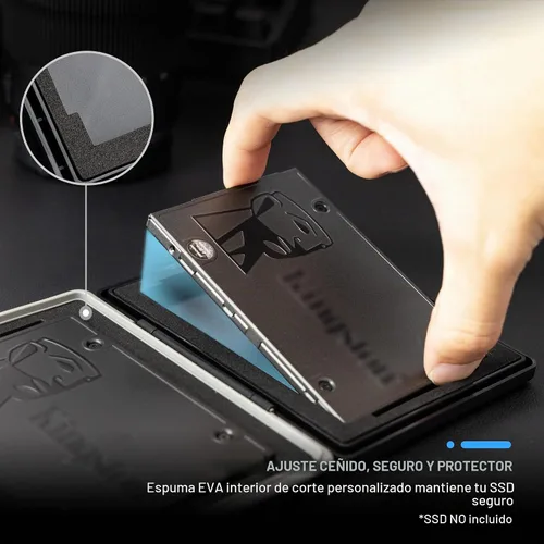Vista 2 de Funda de disco duro de 2 ranuras para SSD de 2.5 pulgadas, caja de protección de almacenamiento de disco duro de estado sólido, resistente al agua