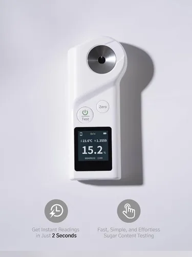 Vista 3 de Refractómetro Brix con ATC – Rango de 0–55%, Probador de azúcar portátil para Durian, frutas, jugo, elaboración casera y pruebas de campo