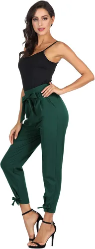 Vista 3 de GRACE KARIN - Pantalón deportivo tipo lápiz para mujer, diseño informal de tiro alto para el trabajo, con lazo y bolsillos