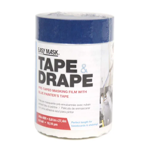 Vista 6 de Easy Mask Tape & Drape - Película adhesiva preadhesiva con cinta de uso general, 22 pulgadas x 100 pies