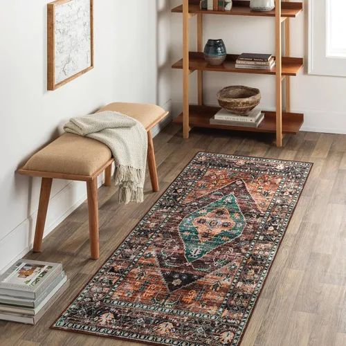 Vista 12 de Beeiva Alfombra bohemia lavable de 2 x 3 pulgadas, tapete ultra fino para puerta de entrada interior, tapete antideslizante para puerta delantera