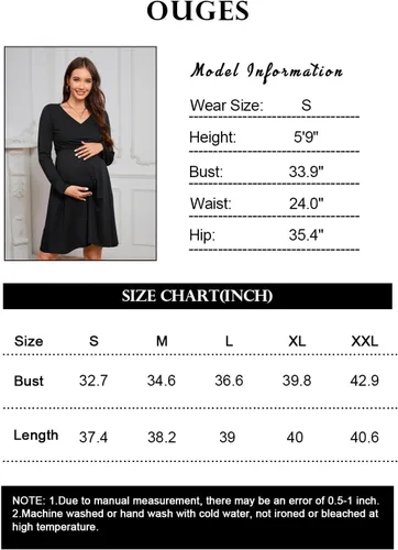Vista 4 de OUGES Vestidos de maternidad con cuello en V para mujer, vestido de lactancia materna, baby shower