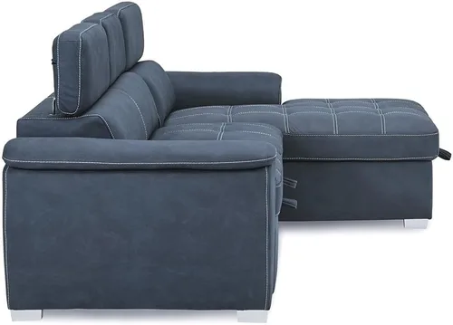Vista 6 de Lexicon Cheyenne Sofá cama modular convertible, diván derecho, color azul