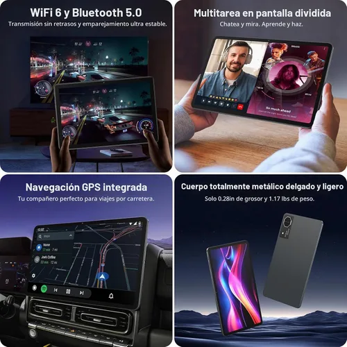 Vista 9 de Tablet Android 15 de 12 pulgadas, 16 GB + 256 GB, pantalla FHD 2K para Gris (Cloud Gray)