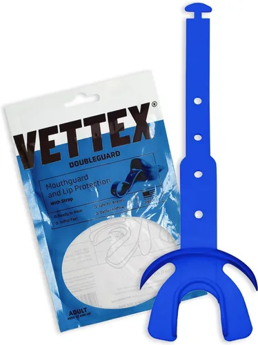 Vista 10 de Vettex Doubleguard Protector bucal con Protección de Labios - Adulto, Aguamarina Football, Lacrosse, MMA, Boxing, Adjustable Helmet Strap, Braces