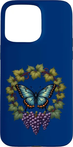Vista 30 de Blue Winged Diana Fritillary Butterfly and Grape Vine Case for iPhone XR
