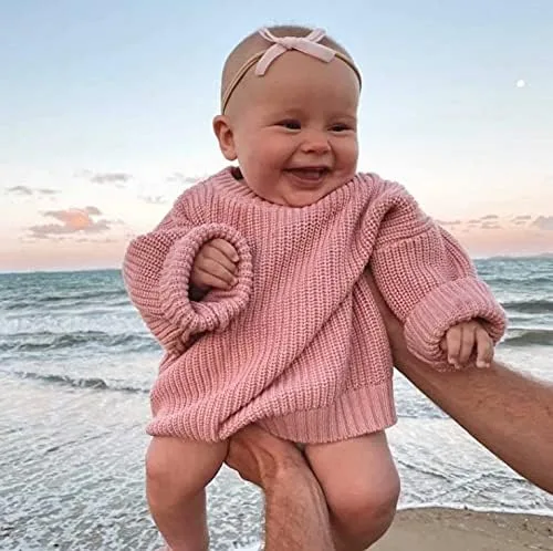 Vista 2 de Suéter tejido de manga larga con cuello redondo para bebé y niña, sudadera cálida para otoño e invierno