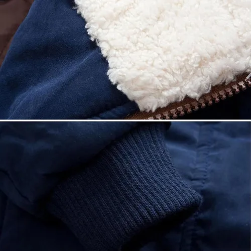 Vista 6 de EISHOW Chamarras gruesas y cálidas con capucha de algodón y forro polar para niños, abrigo con cremallera de invierno