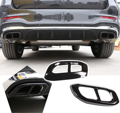 Vista 2 de Acero inoxidable para Mercedes Benz GLE 350 GLE 450 GLC GLS W167 X253 X167 2020 Accesorios de tapa de cola de tubo de escape de silenciador exterior