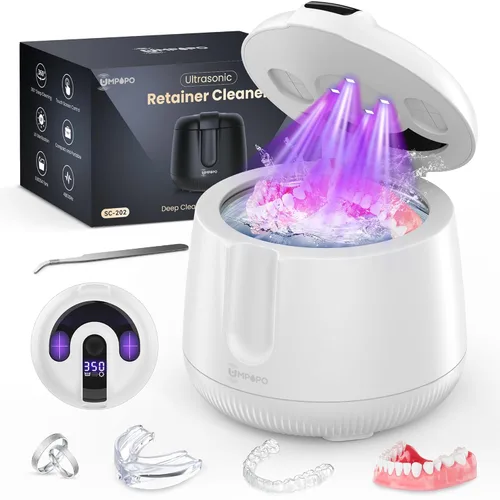 Vista 10 de Máquina limpiadora ultrasónica de retenedores de 48 kHz, cápsula de limpieza dental, limpiador ultrasónico de retenedores para dentaduras