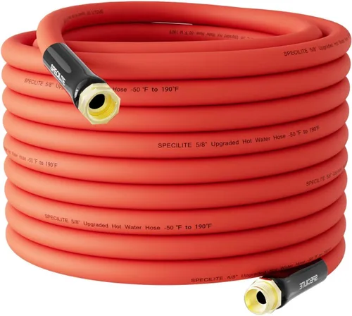 Vista 10 de SPECILITE Manguera de agua de jardín fría/caliente de 1 pulgada, 50 pies, -50 ℉ a 190 ℉, alto flujo de agua, flexible y ligera, tubo de goma