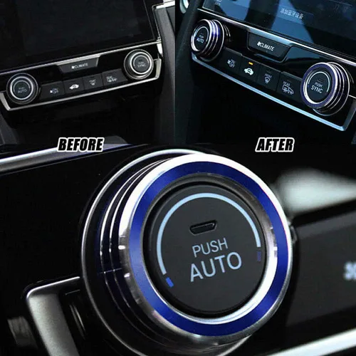 Vista 2 de 2 botones de aluminio para interruptor de CA, cubierta de aire acondicionado, control de clima, perilla de anillo para Honda 10ª generación Civic