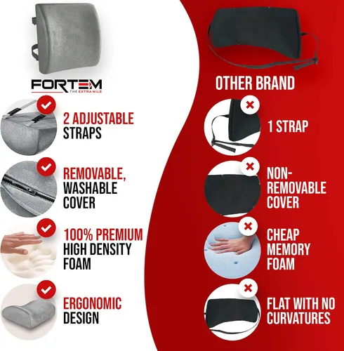 Vista 9 de FORTEM Cojín para asiento de silla (terciopelo, gris) + soporte lumbar
