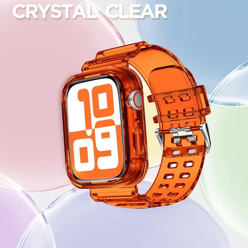 Vista 160 de DABAOZA - Correa transparente compatible con Apple Watch con estuche protector, correa deportiva de TPU con brillo para mujeres y hombres